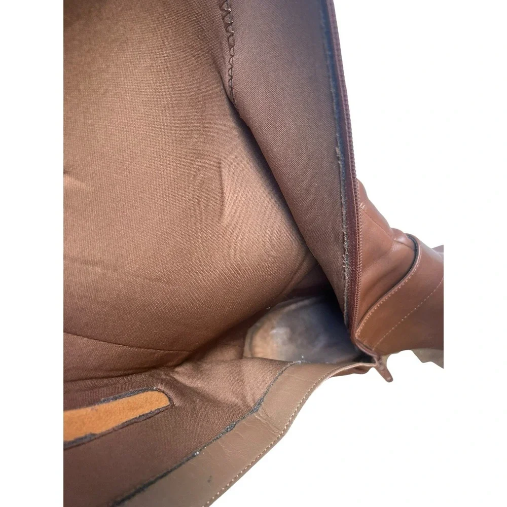 Aerosoles Chatroom Tall Knee High Riding Boots Brown Faux Leather Side Zip 11M
